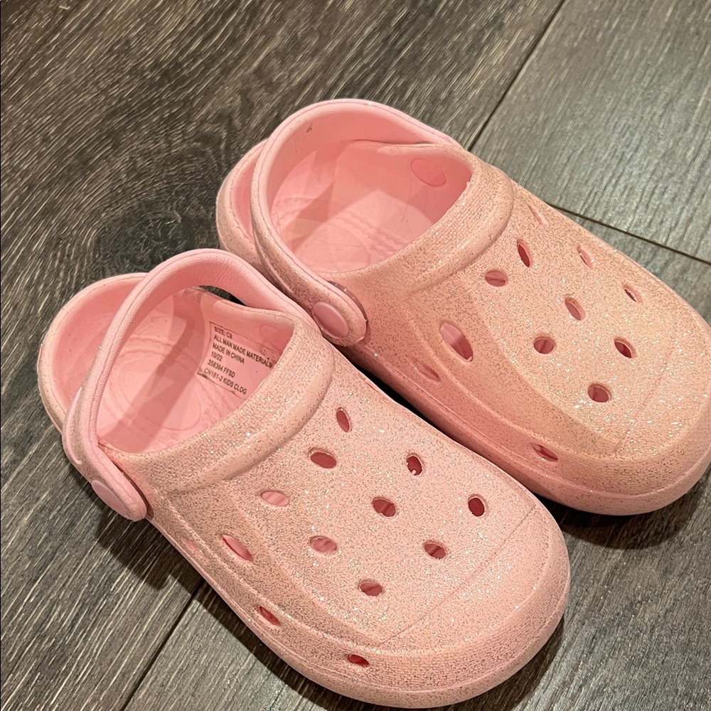 Glittery Pink Kids Crocs Shoes